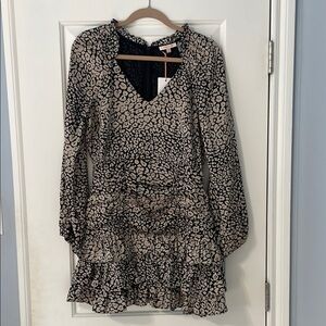 Skies Are Blue Black and Cream Mini Dress